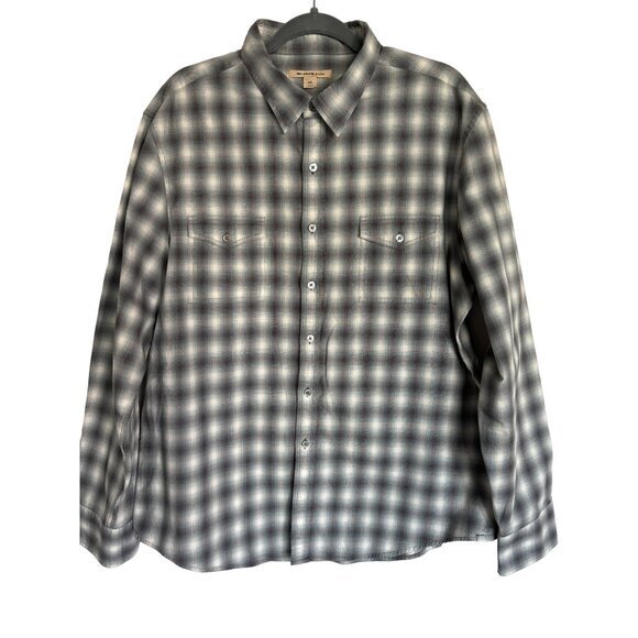 John Varvatos USA Shirt Size XXL‎ Blue Gray Plaid L/S Button Down 100% Cotton - Picture 1 of 11